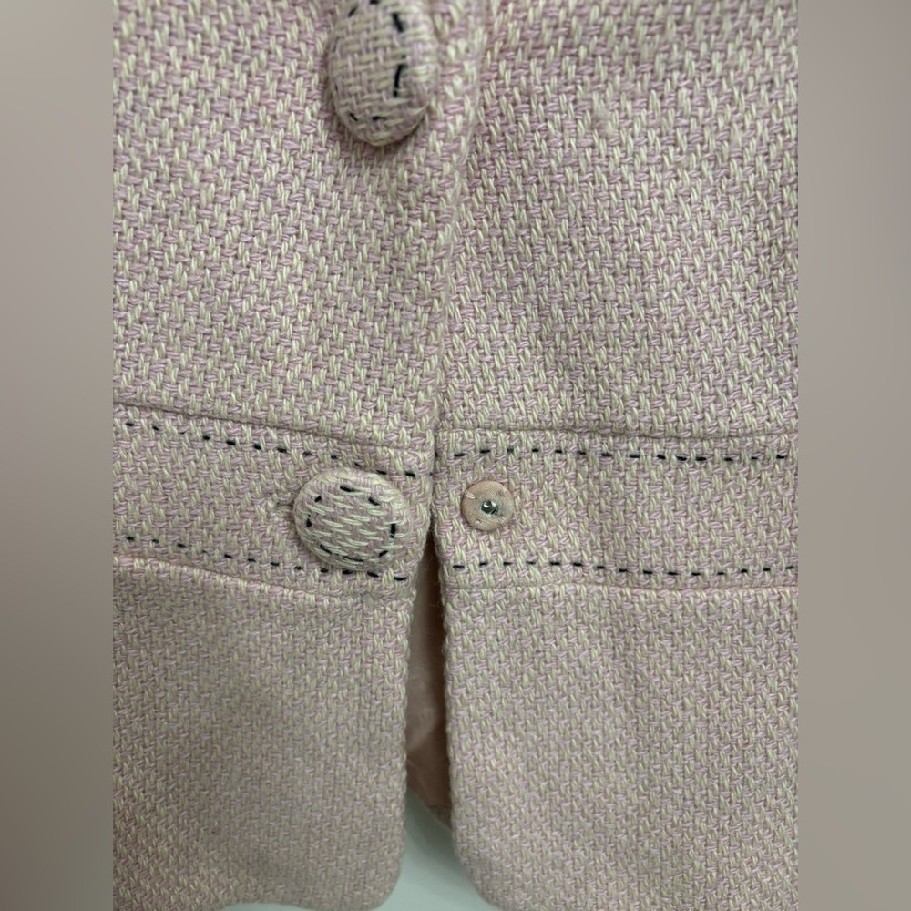 Anthropologie Elevenses pink tweed cropped blazer with back bow - Picture 2 of 14